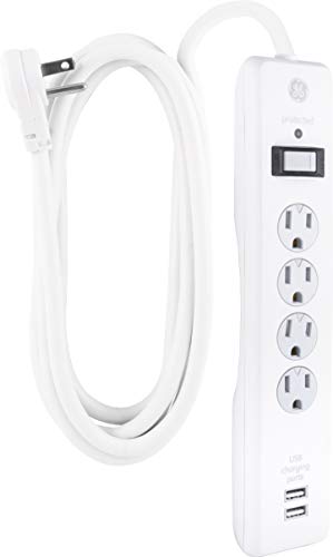 4 Outlets 2 USB Ports Surge Protector with 8ft Power Cord White W651766