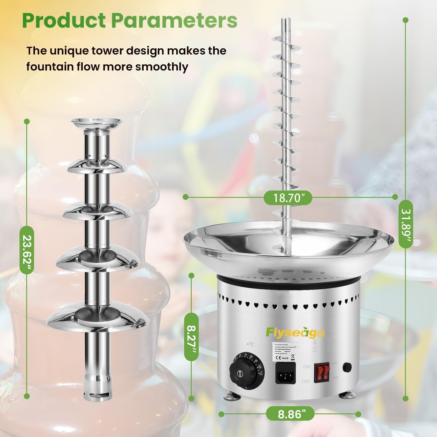 13.2 Lbs Stainless Steel Chocolate Fountain X125698