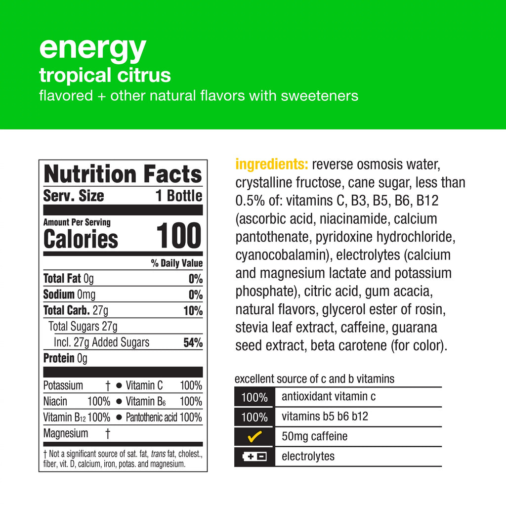 Tropical Citrus Vitaminwater, 20 Fl Oz, 12 Count Bottles L2189