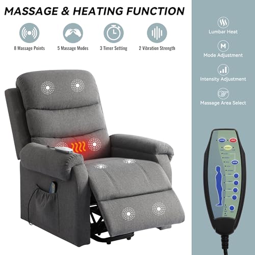 Dark Blue Power Lift Recliner Chair with Heat and Massage O264601