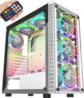 ATX Mid-Tower Computer Case with 6 Pcs ARGB Fans, USB 3.0, Tempered Glass Panels, Black B31716