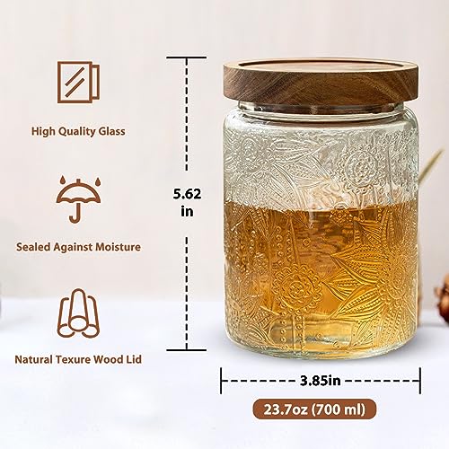 24 OZ Glass Storage Jar with Airtight Bamboo Wooden Lids T2407