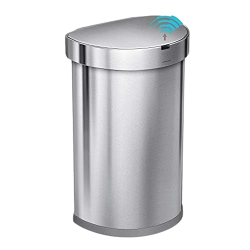 45 Liter Semi-Round Automatic Sensor Trash Can, Brushed Stainless Steel Y31174