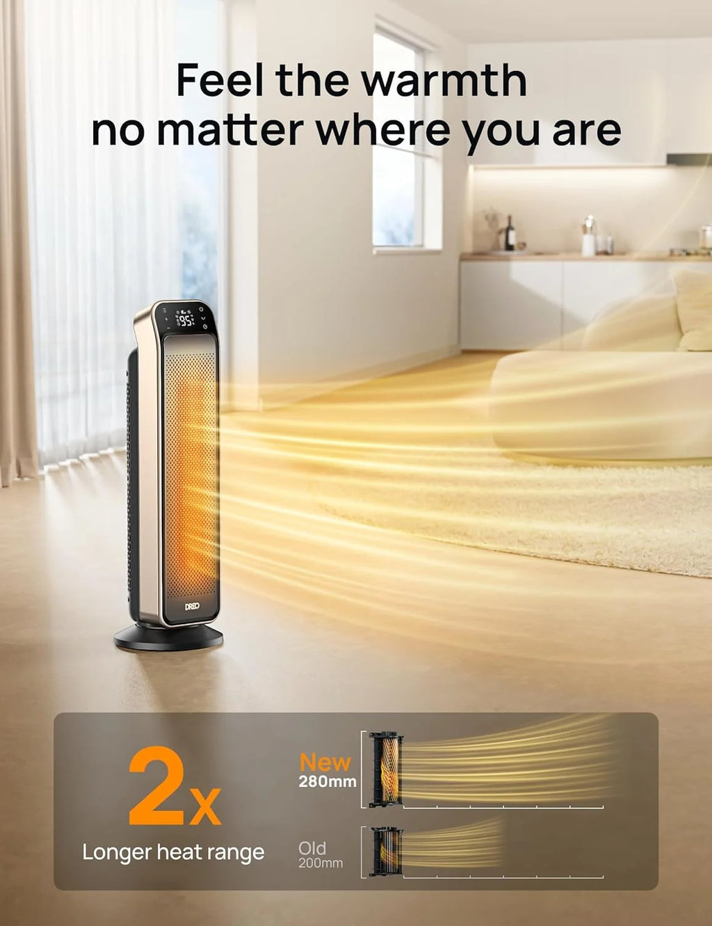 25" 11.5ft/s Fast Portable Electric Heater with Remote and Thermostat A296429