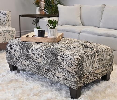 Turkish Charcoal Fabric Oversized Ottoman Q36477