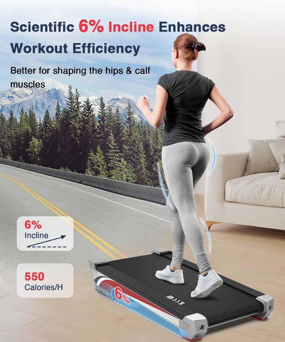 Walking Pad Treadmill with 6% Incline, 350+ lb Capacity W65267
