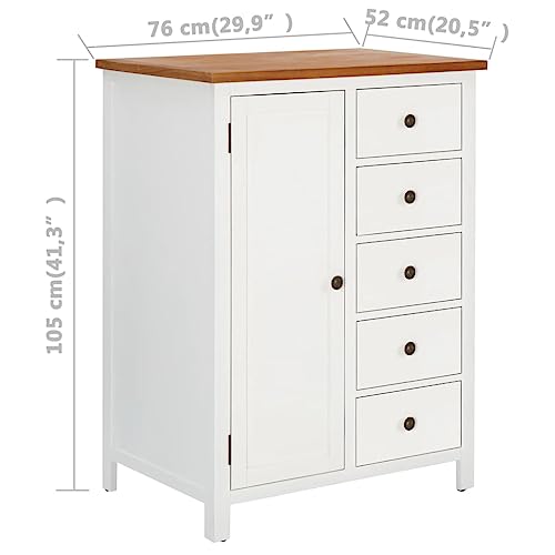 Solid Oak Wood Wardrobe with Hanging Rod and Drawers Z504