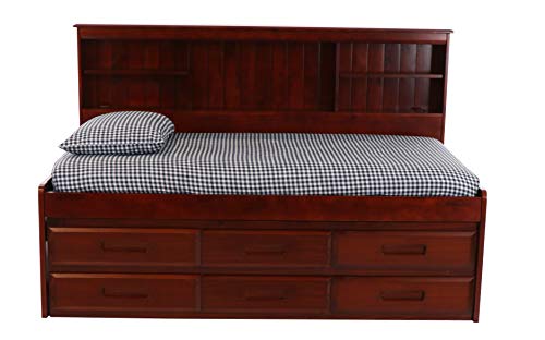 Twin Bookcase Day Bed with 6 Drawers Merlot Finish X45321