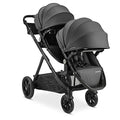 Double Stroller with Reconfigurable Seats, Magnetic Safety Harness, UPF 50 Sun Canopy, and Large Storage Basket, Jet L18393