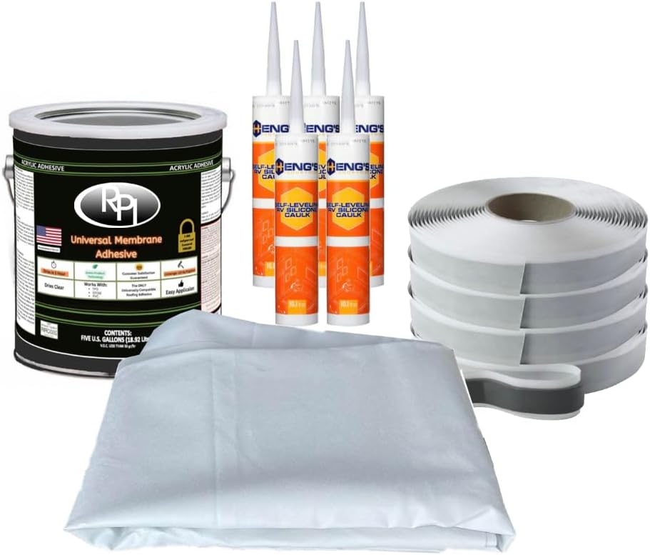 RV Rubber Roof Kit with 9.5Ft Wide x 25Ft Long TPO Membrane X61442