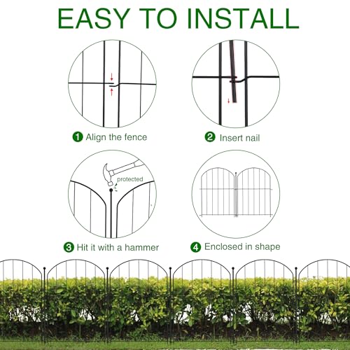 Arched Rustproof Metal Garden Fence Border, 10 Panels, 24 in(H) x 10 ft(L) Y606308