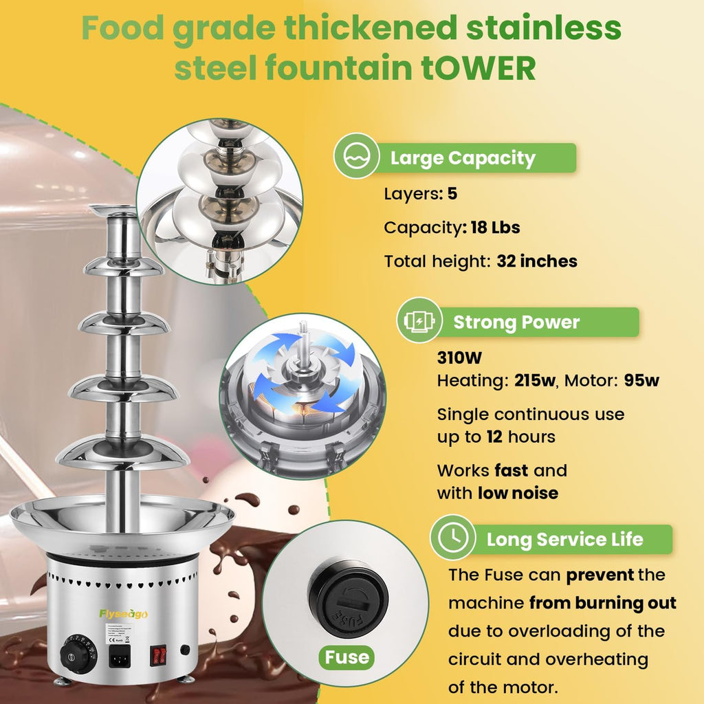 13.2 Lbs Stainless Steel Chocolate Fountain X125698