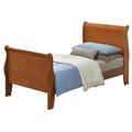 Oak Twin Size Sleigh Bed with Headboard & Footboard E5839