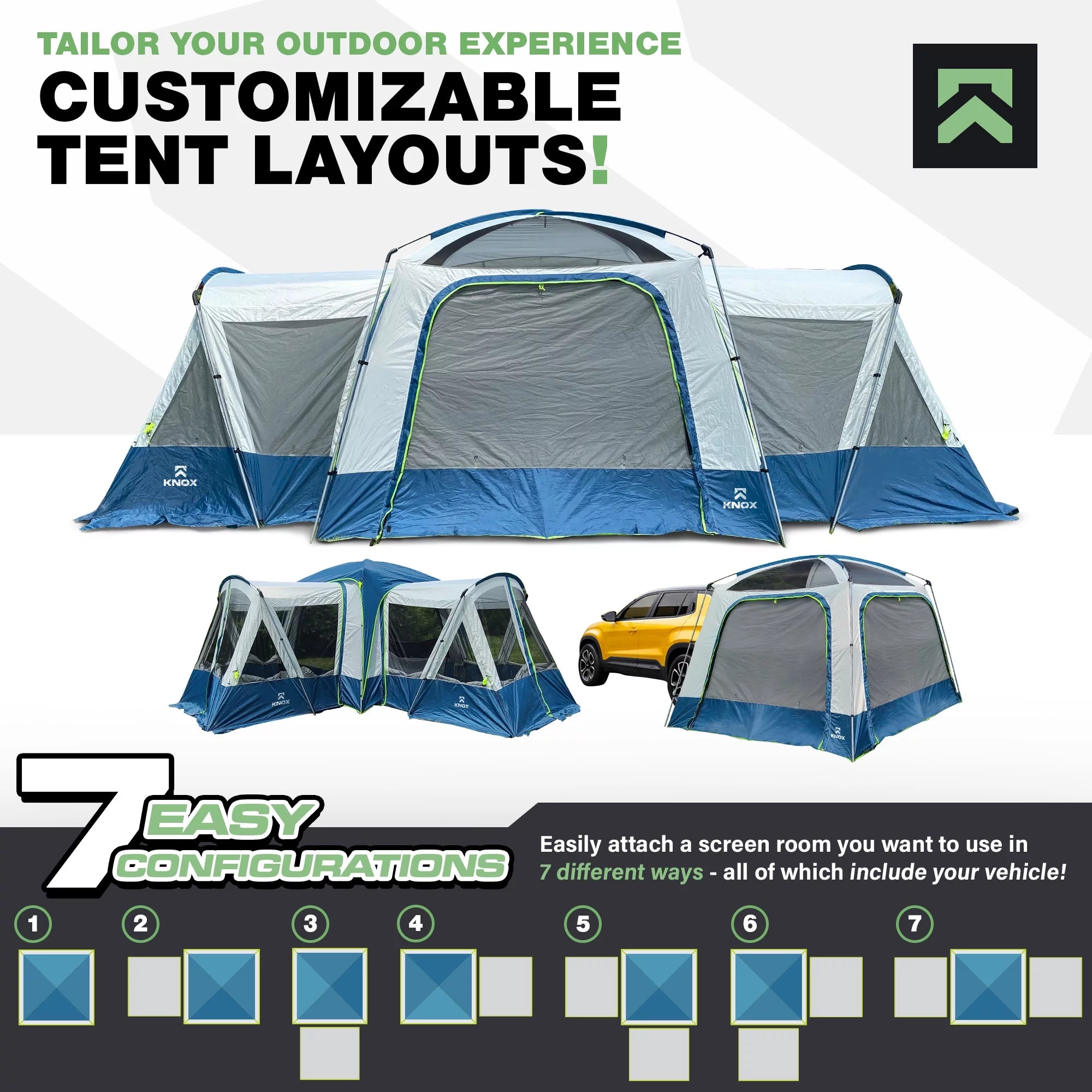 10-Person SUV Tent with 2 Screen Rooms Rainfly A3526