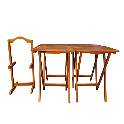 Set of 4 Solid Wood Folding TV Tray Table E311184