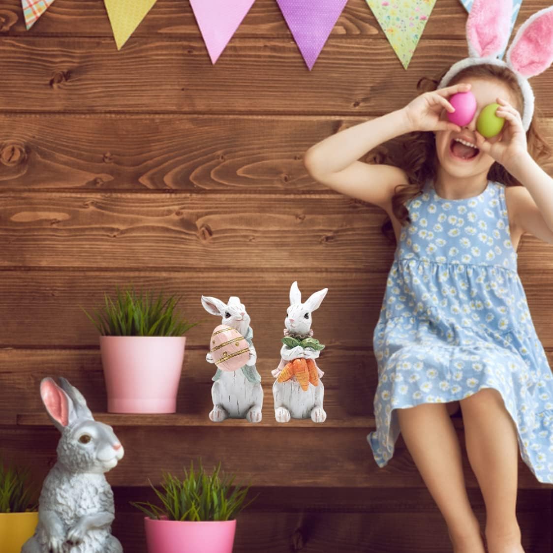 Easter Resin Rabbit Statue Bunny Figurine D40920