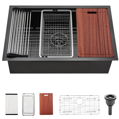 30 Inch Black Undermount Workstation Kitchen Sink H6742