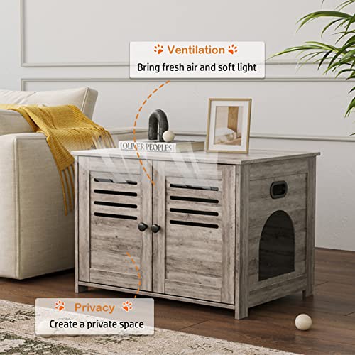Espresso Wooden Litter Box Enclosure with Double Rooms, 47.2" L862