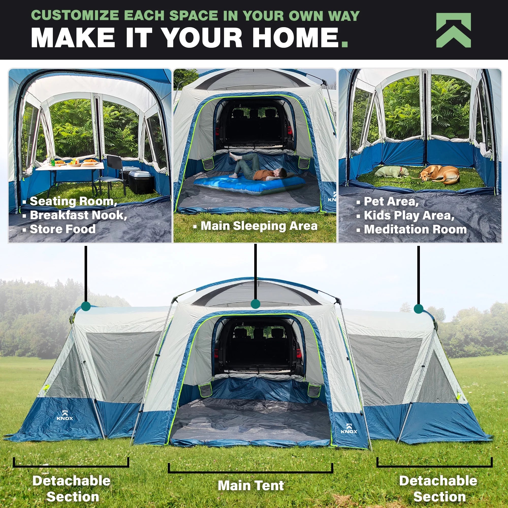 10-Person SUV Tent with 2 Screen Rooms Rainfly A3526
