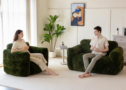 Green Oversized Fluffy Bean Bag Sofa V253199