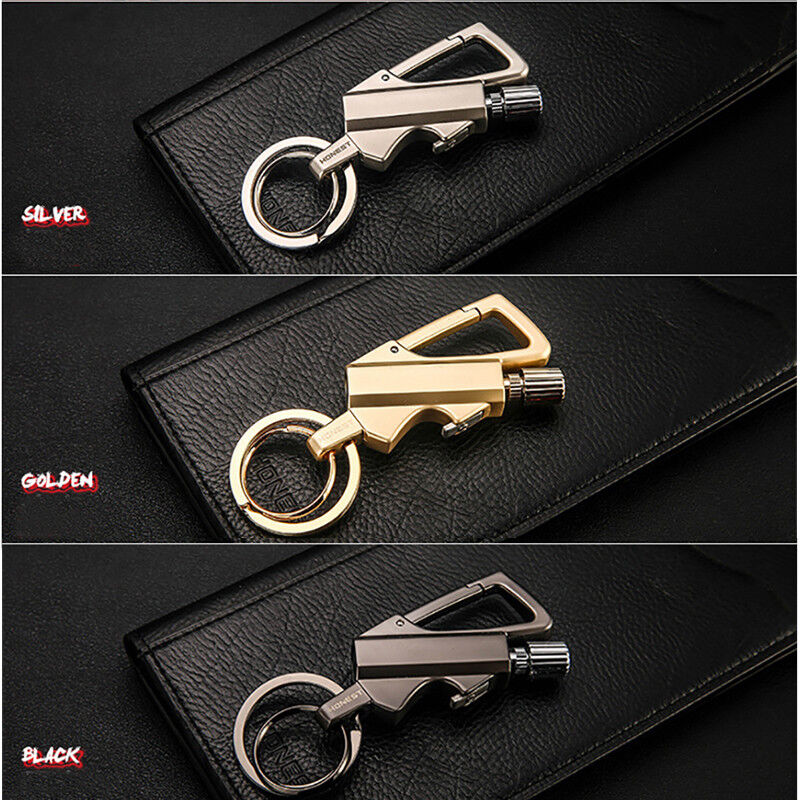 Metal Carabiner Bottle Opener Keychain Flint Fire Starter C806588