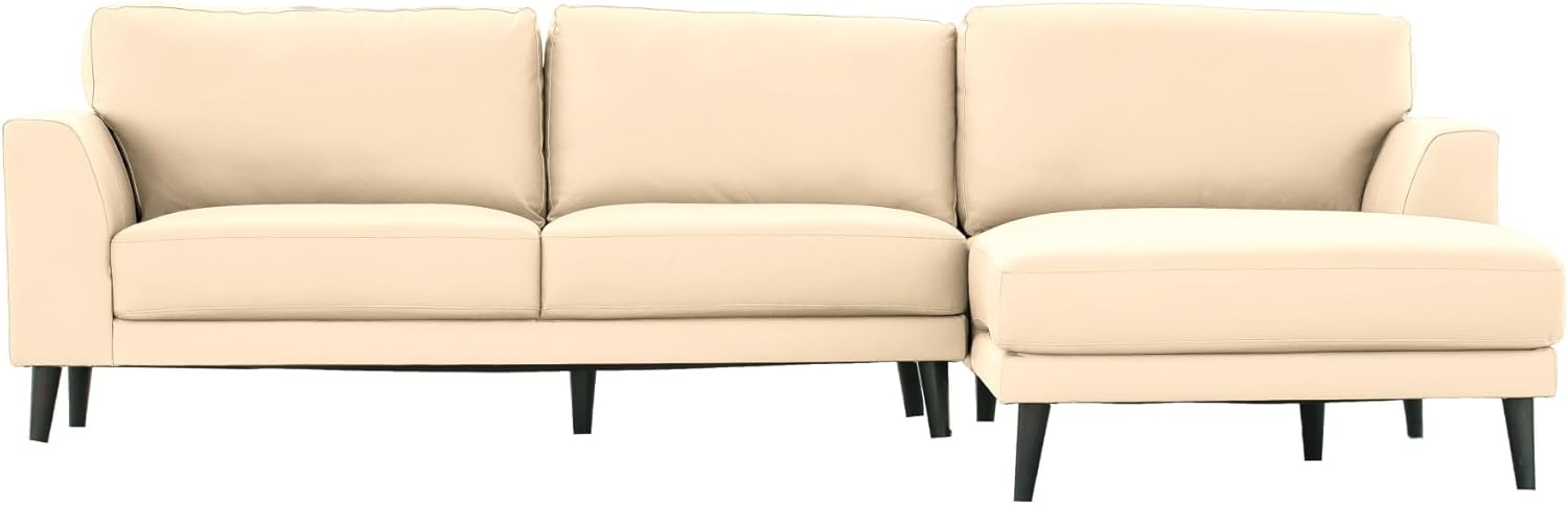 Cream Top Grain Leather Right Facing Sectional J14924