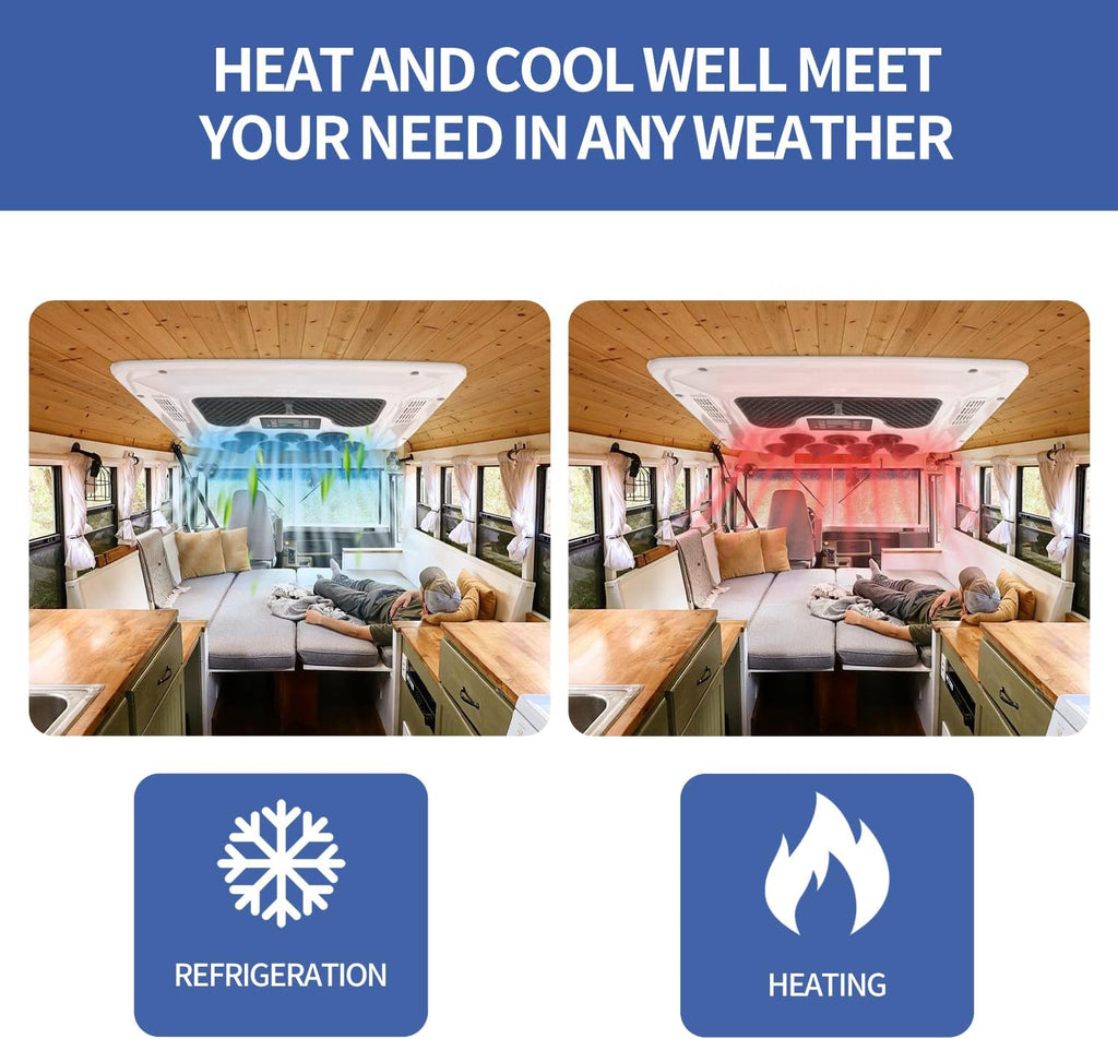 12V Rooftop RV Air Conditioner Heat and Cool White H2858