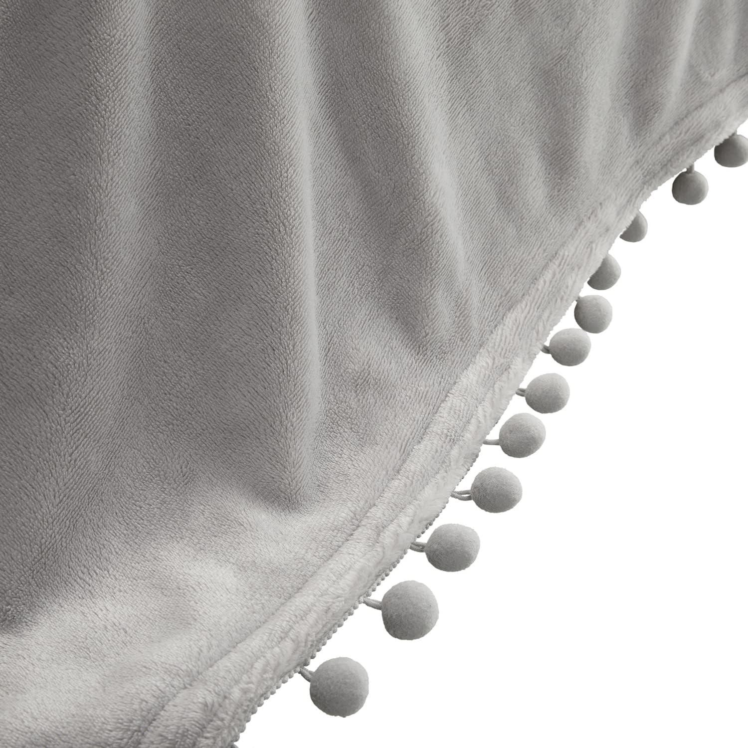 Soft Silver Plush Electric Heated Throw with Remote J3253