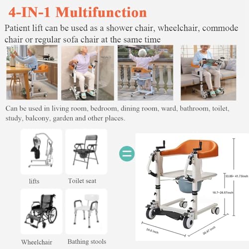Portable Bath Lift Chair with 180° Split Seat and Wheels Z921