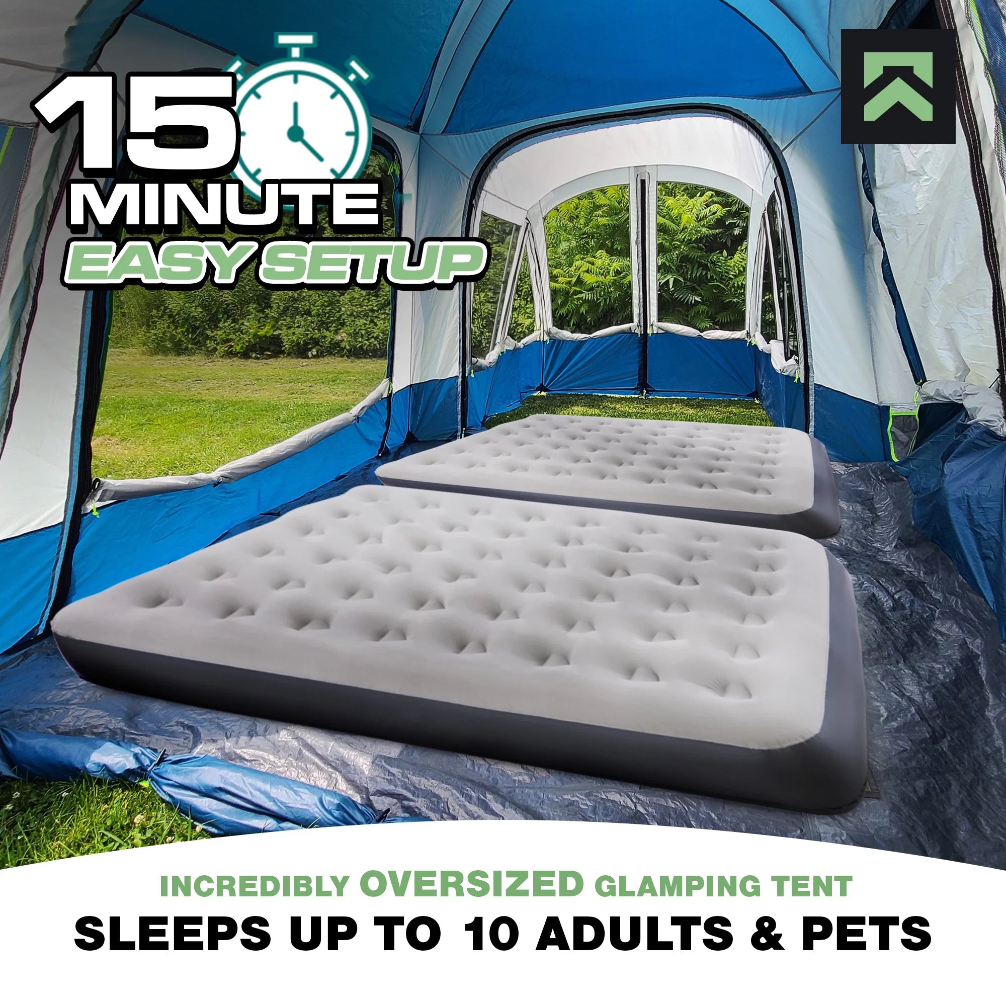 10-Person SUV Tent with 2 Screen Rooms Rainfly A3526