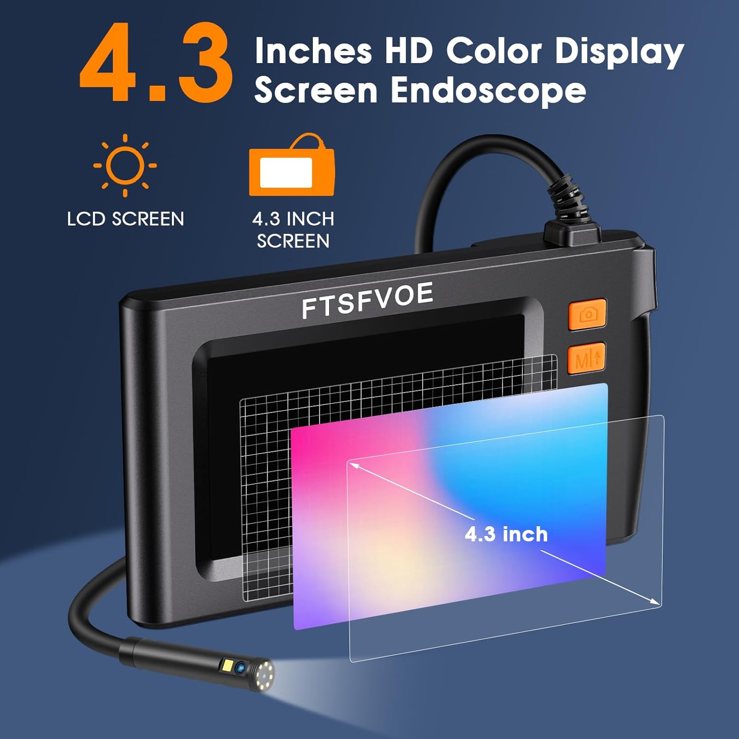 8mm IP67 Waterproof 1080P Digital Borescope Inspection Camera with 4.3" LCD Screen S5118