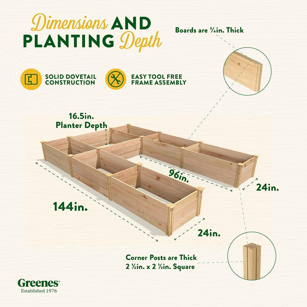 Cedar Raised Garden Bed, 8' x 12' x 16.5" U-Shaped Bed Q672