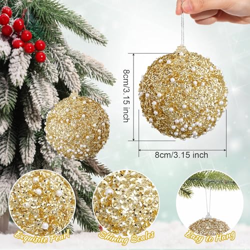24 Pcs 4" Glitter Christmas Ball Ornament Set D8012