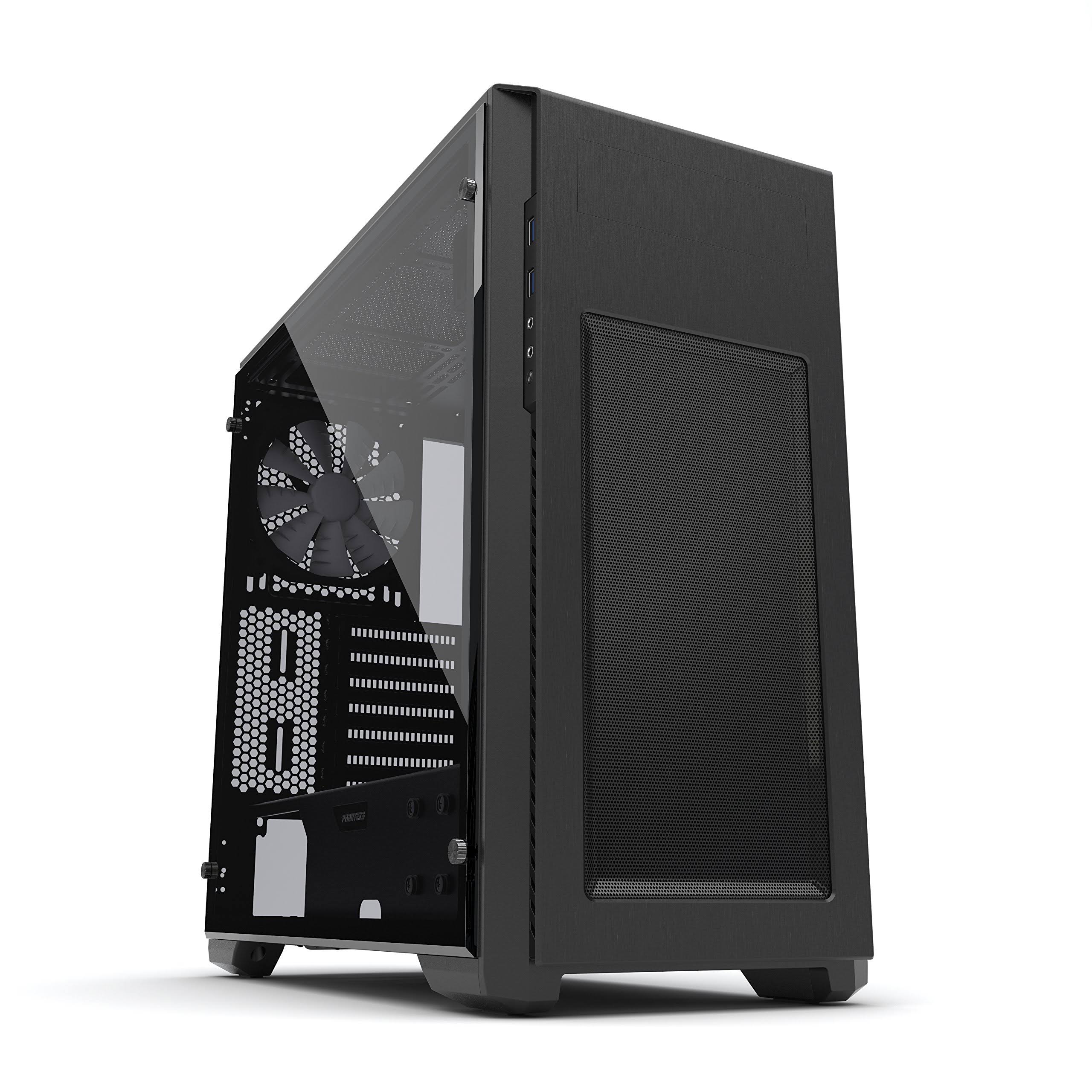 Satin Black ATX Mid Tower Case with Tempered Glass Panel F959