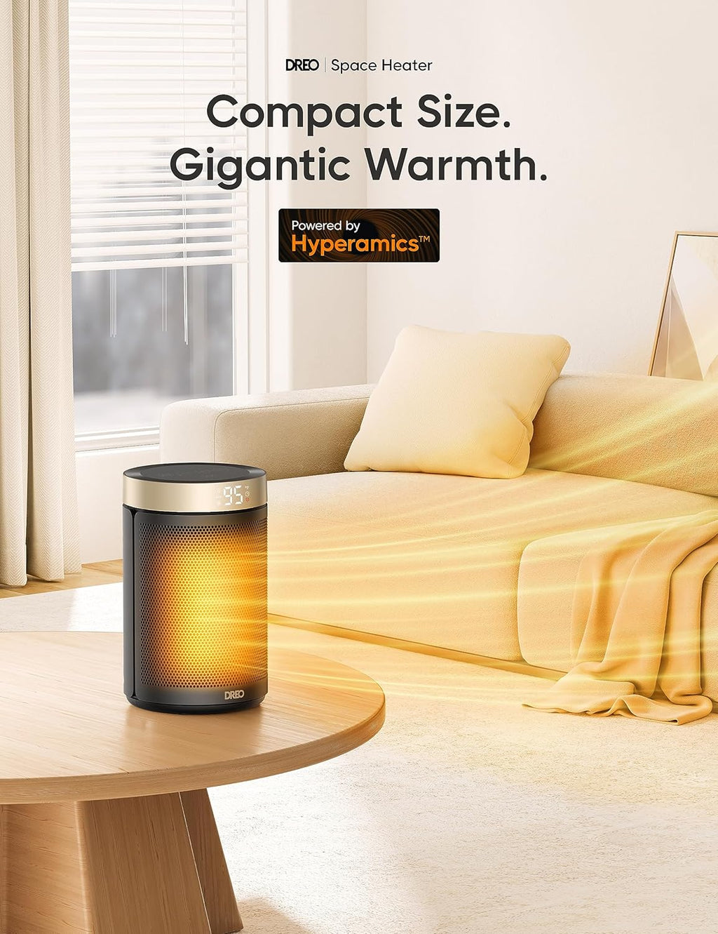 25" 11.5ft/s Fast Portable Electric Heater with Remote and Thermostat A296429