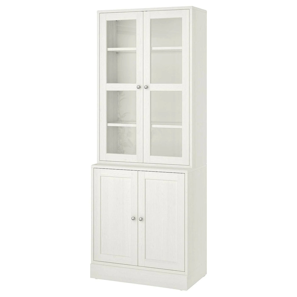 White Storage Combination with Glass Doors V445680