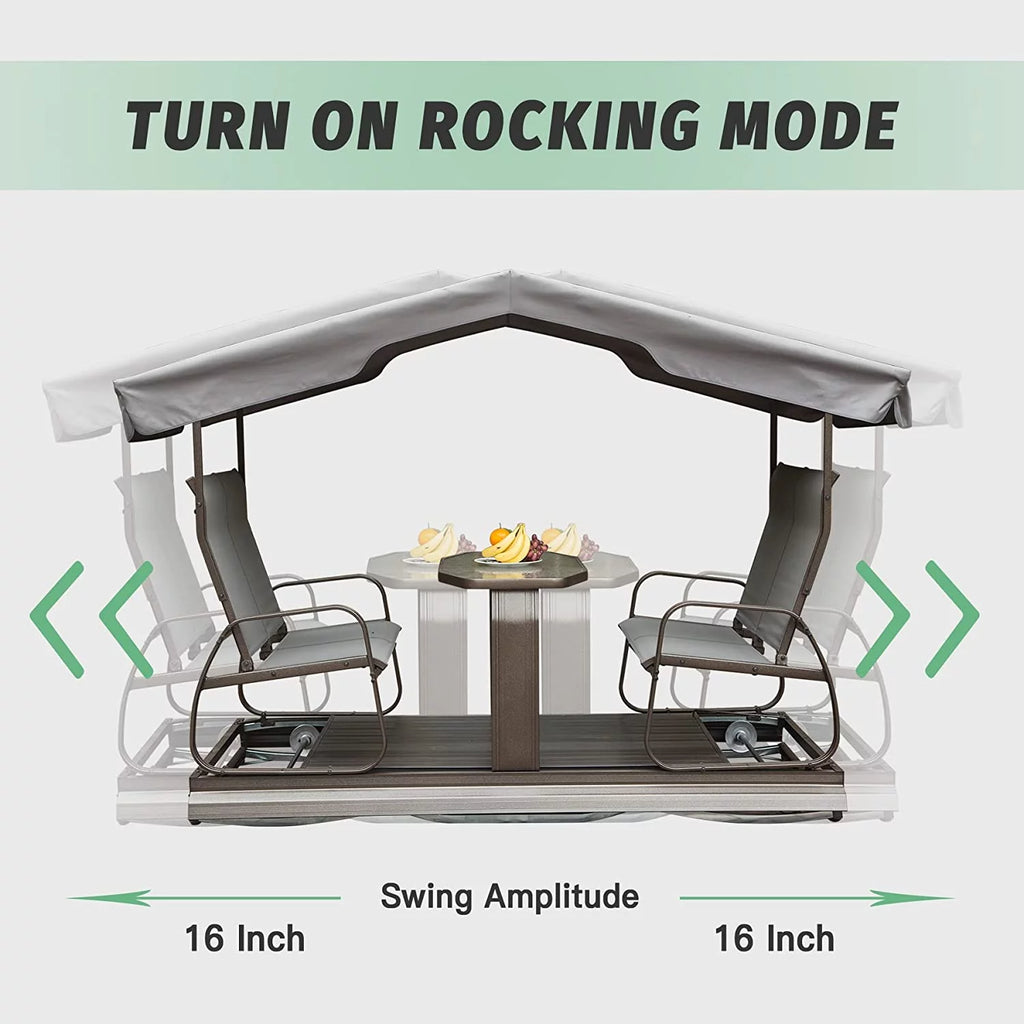 4-Seat Outdoor Metal Glider Bench with Canopy F80453