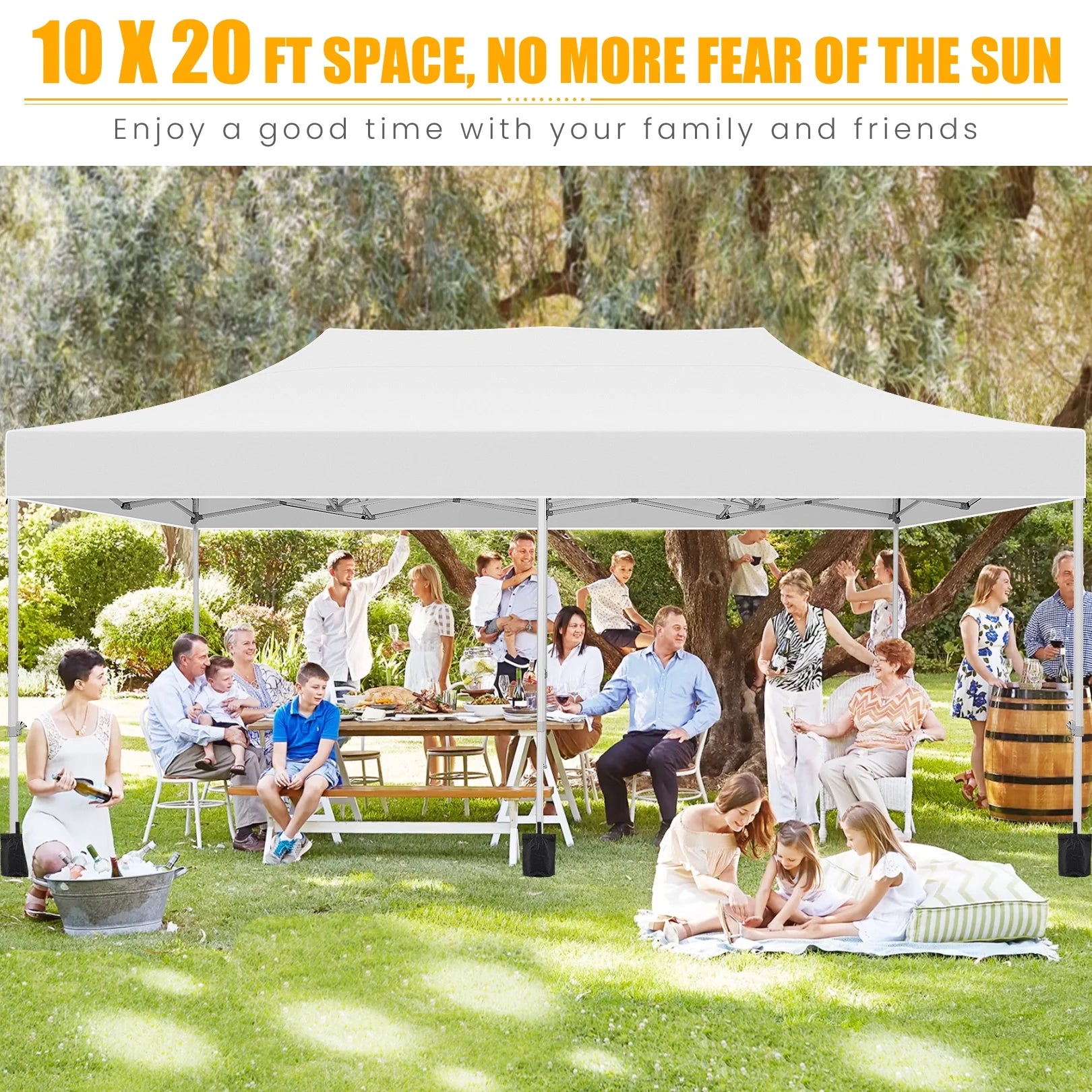 White 10'x20' Waterproof Pop Up Canopy Tent B1734