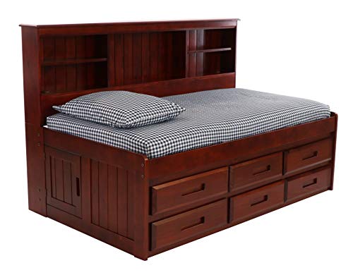 Twin Bookcase Day Bed with 6 Drawers Merlot Finish X45321