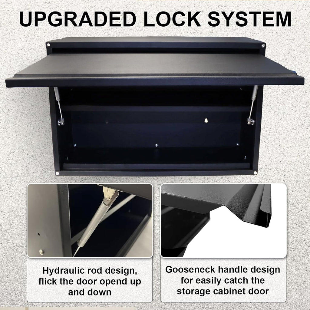 Black Wall Mount Metal Storage Cabinet with Adjustable Shelf I646