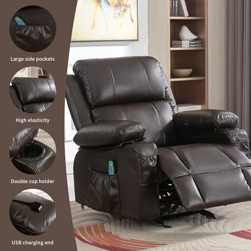 Brown Heated Massage Rocker Recliner Chair with Footrest Z99970