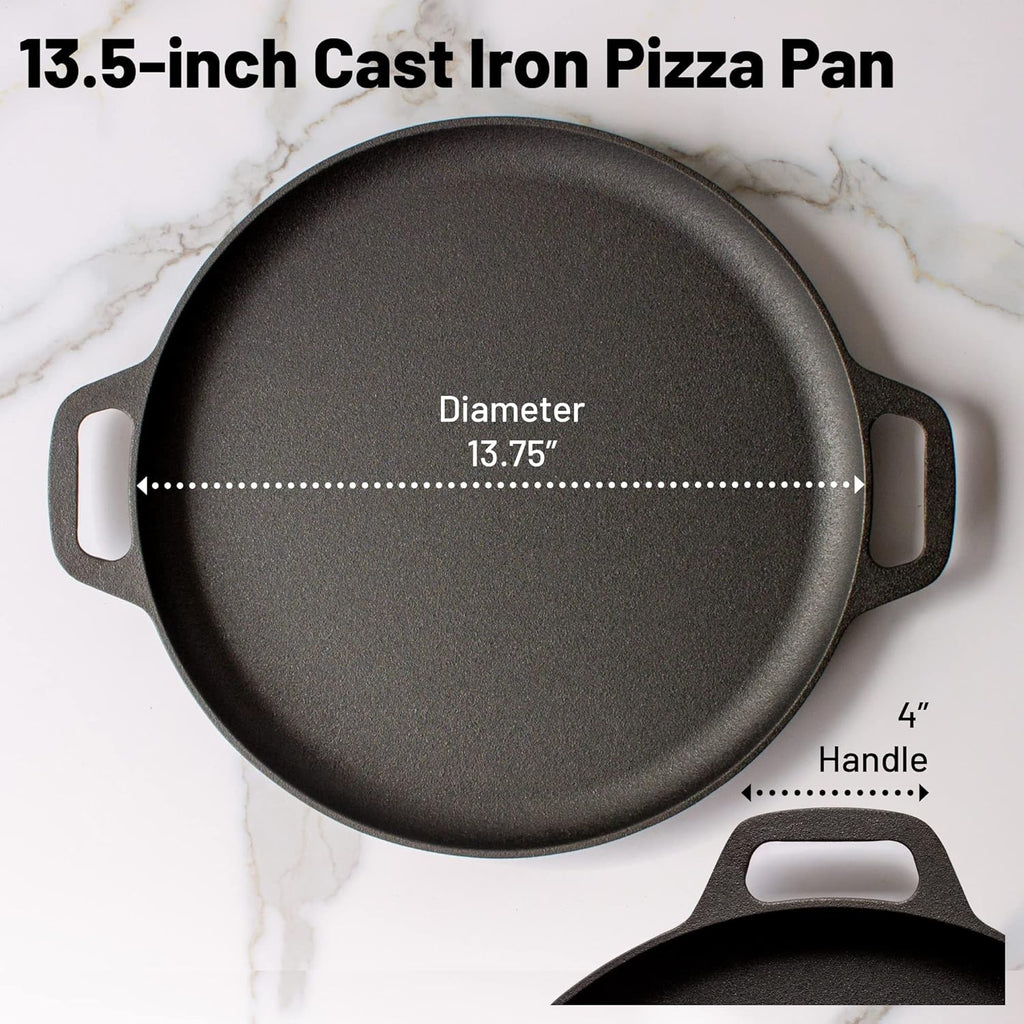 13.5 Inch Cast Iron Pizza Pan with Loop Handles U657789