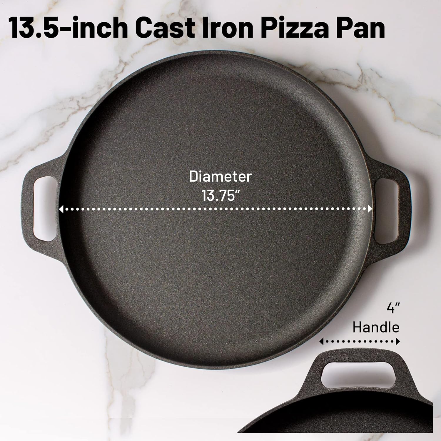 13.5 Inch Cast Iron Pizza Pan with Loop Handles U657789