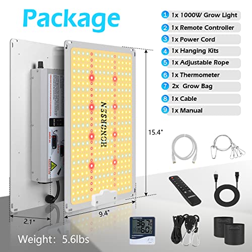 1000W LED Grow Light Full Spectrum with Timer H4417