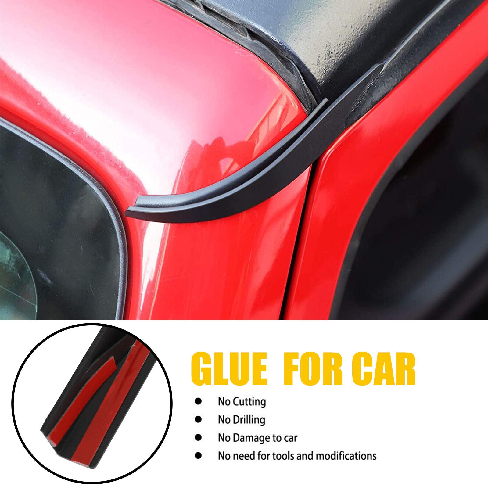 Car Roof Water Rain Diverter Gutter Extension U731520