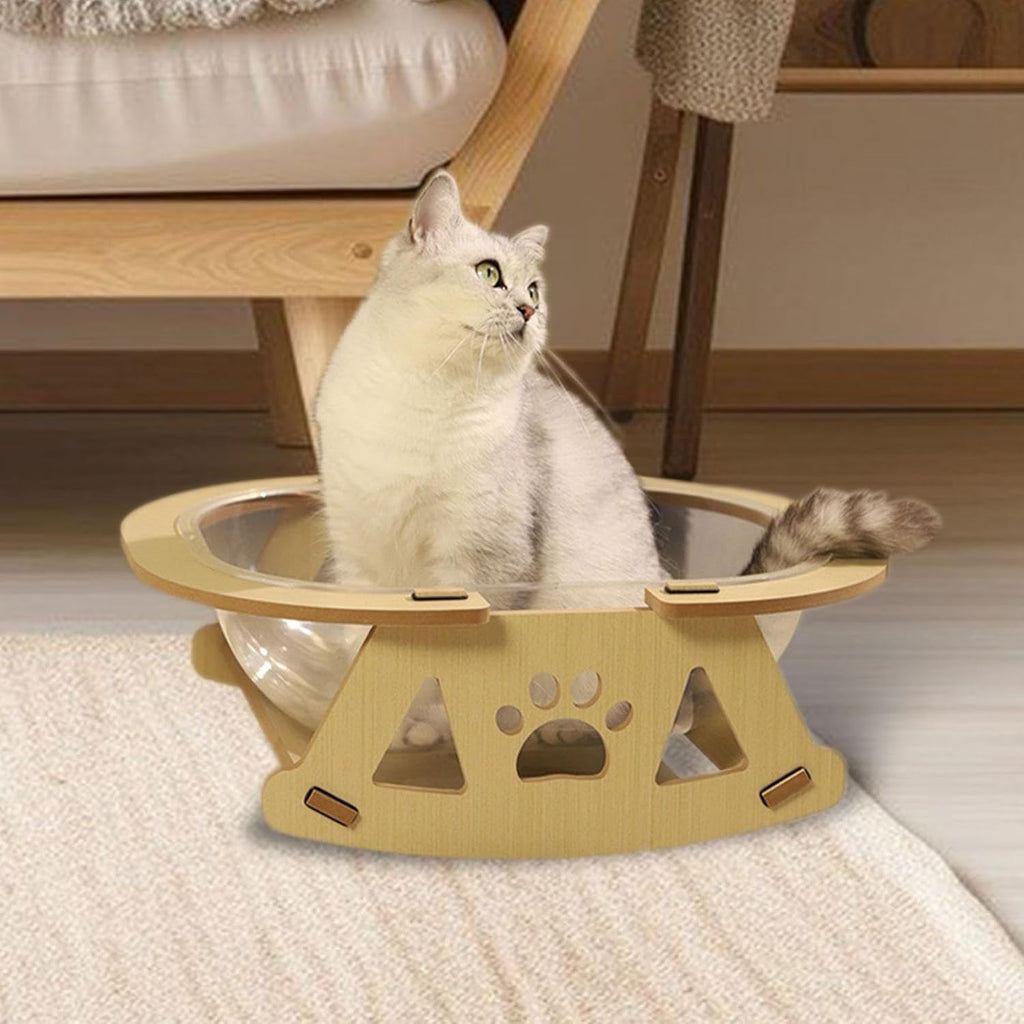 Beige Solid Wood Cat Bed N6175