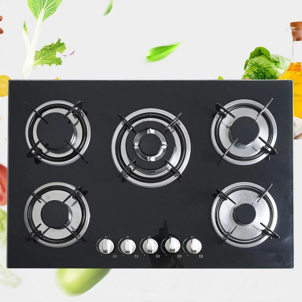 30" Gas Cooktop 5 Burners NG Gas Stove Black I23136