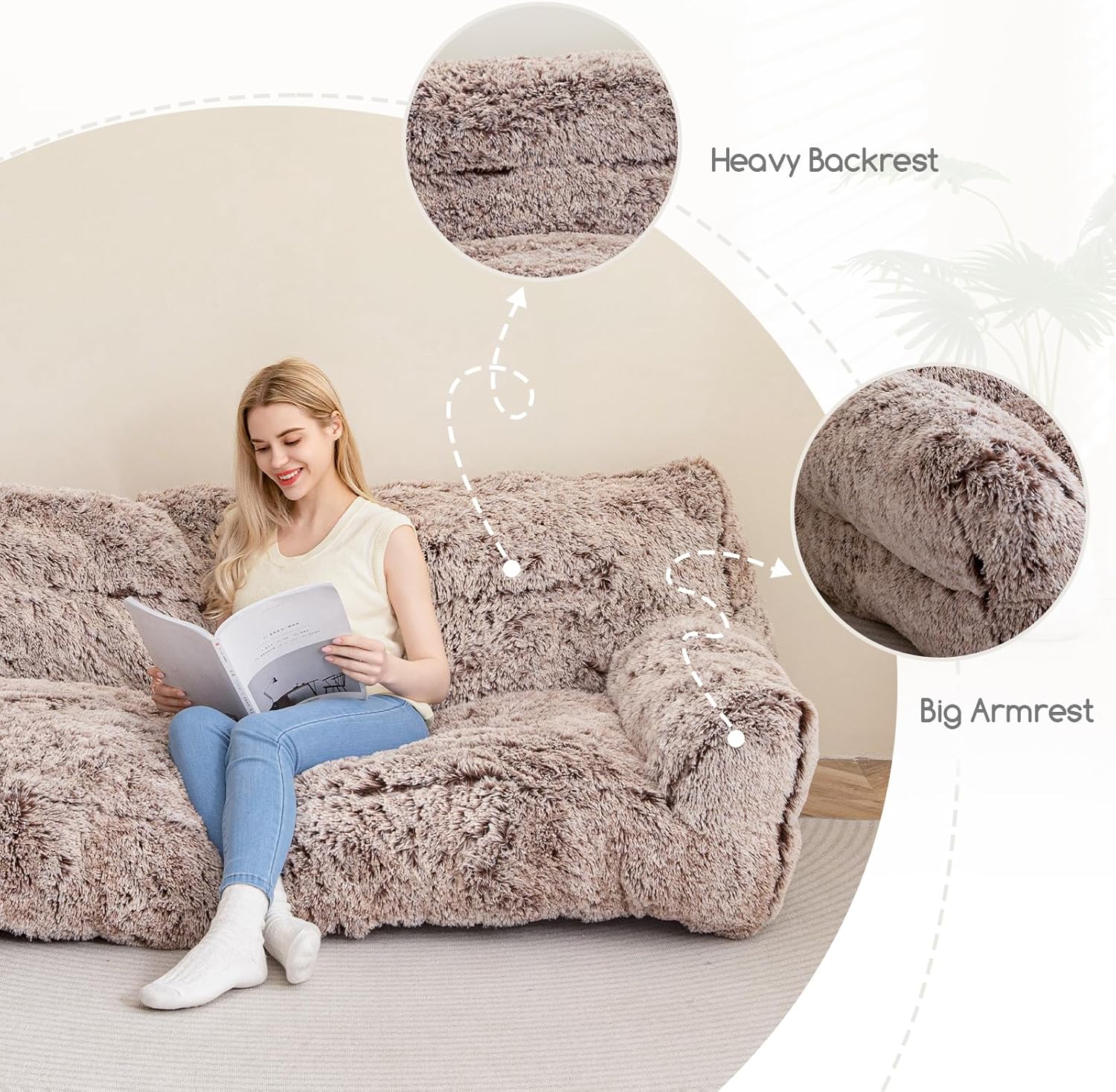 Giant Floor Sofa Couch with Foam Chunk Supportive Mat W870