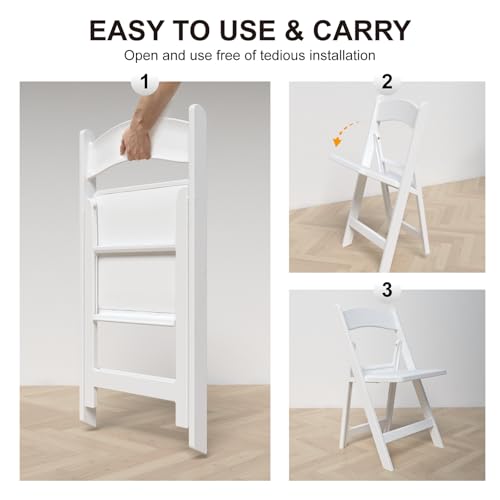 4 Pack White Folding Chairs with Cushion V531885