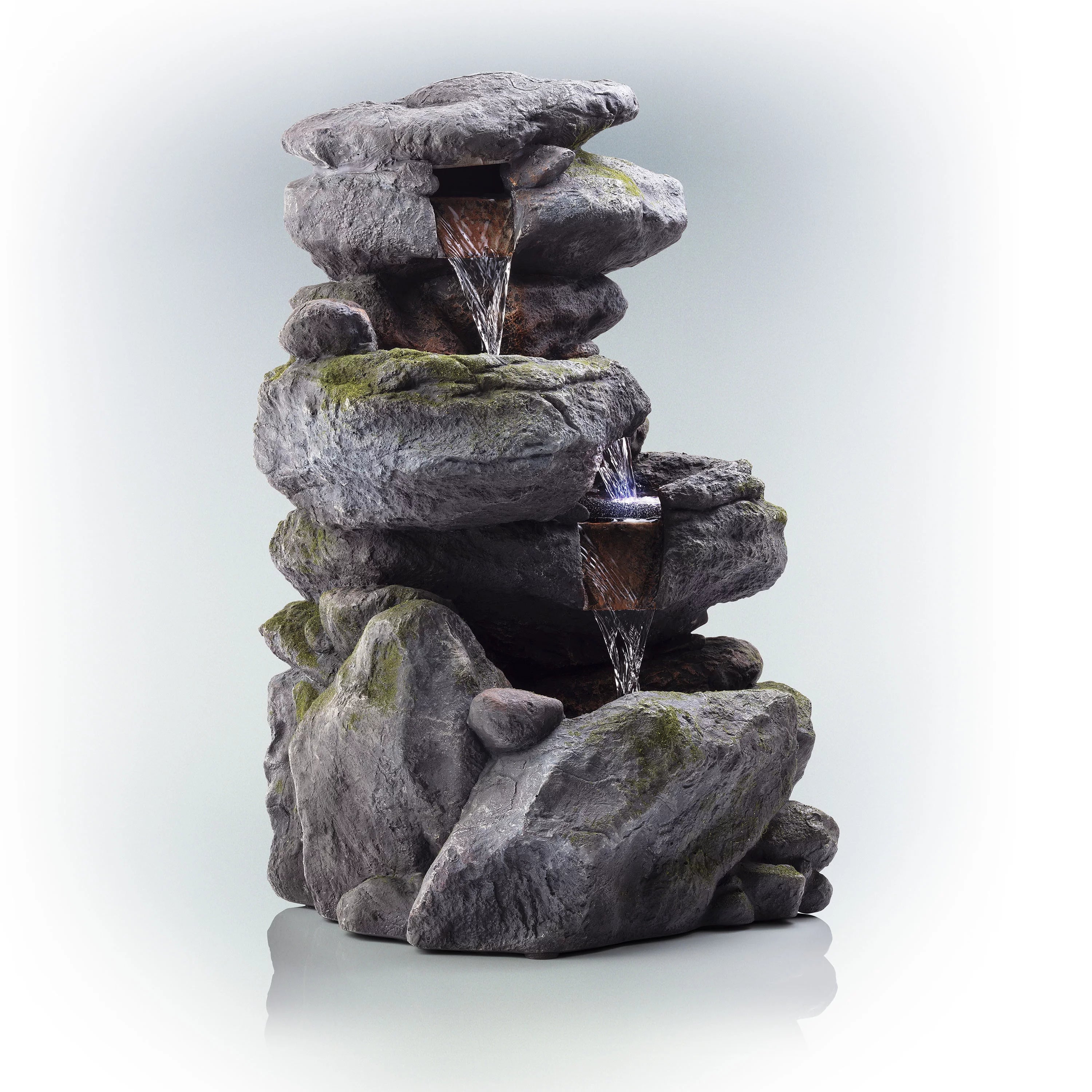 22" Outdoor 3-Tier Rock Tabletop Fountain Y23578